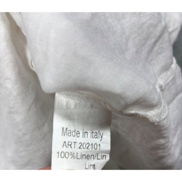 Lungo LArno Top S Womens White 100% Linen Italy Lagenlook Beachy‎ - Picture 3 of 4
